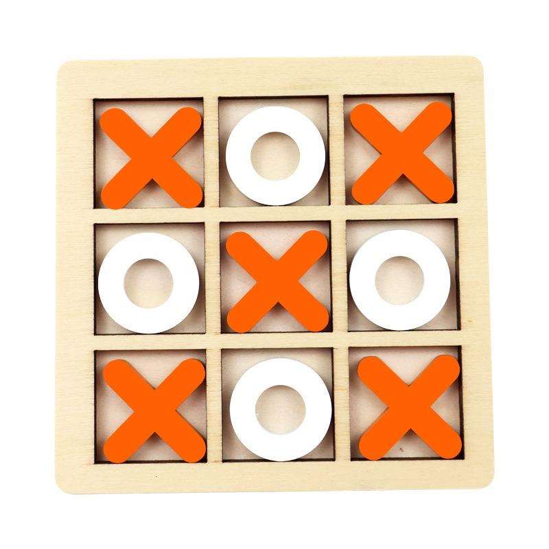 XO Tic-Tac-Toe Strategy Game Set - Wooden Logic Brain Teaser for Family & Early Learning, Interactive Educational Board Game