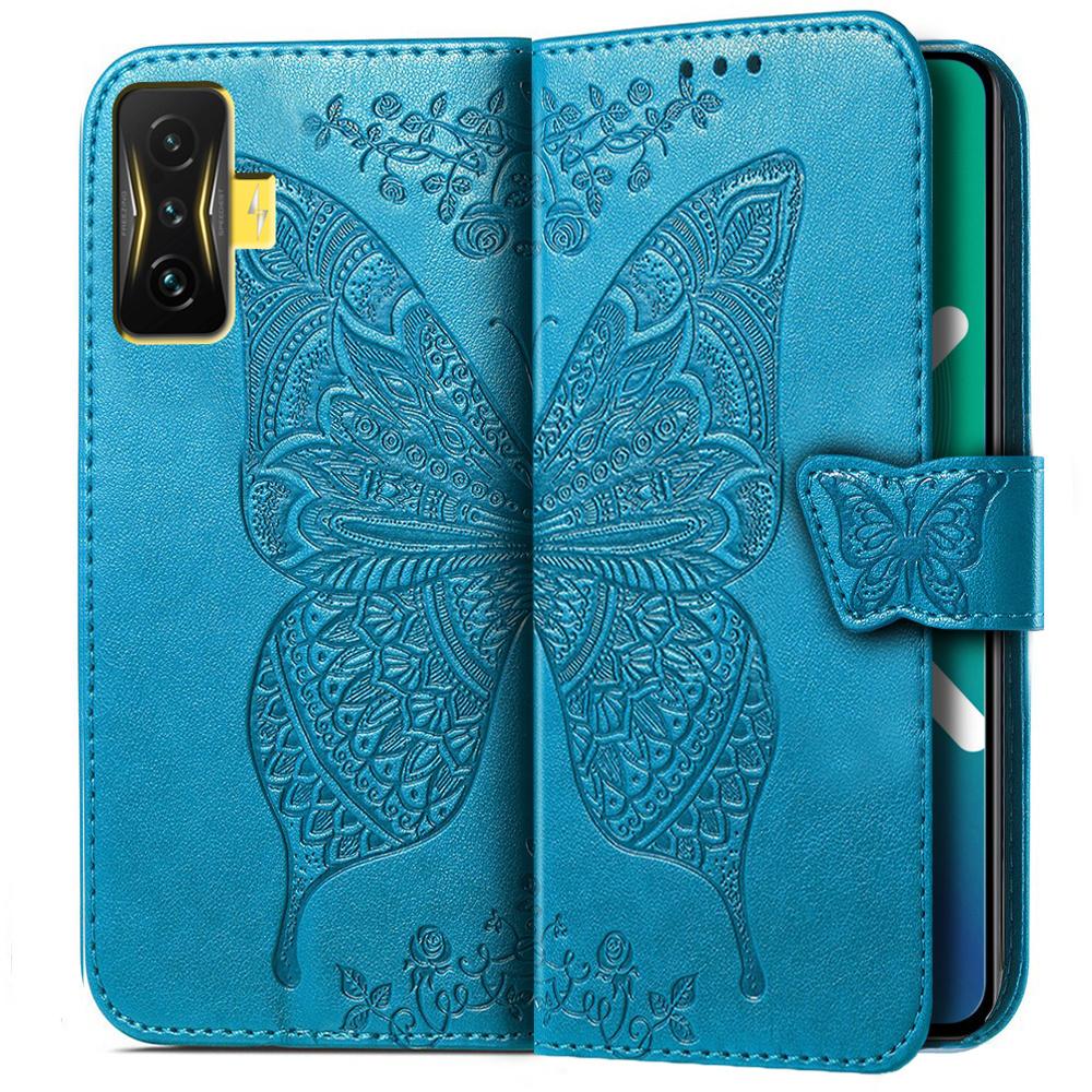 Flip case for Xiaomi Poco F4 GT, Butterfly, blue