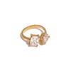Yhpup Waterproof Fashion Stainless Steel Pink Green Cubic Zirconia Adjustable Open Ring Gold Color Unique Bling Charm Jewelry