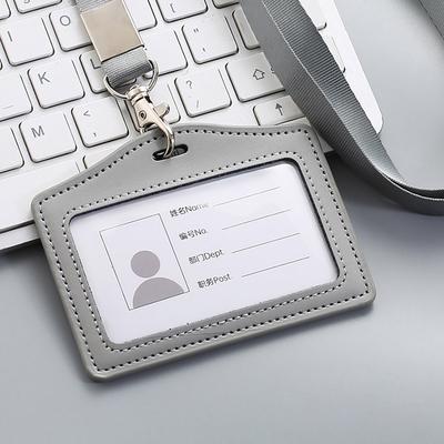 Высококачественный держатель для рабочих карт из натуральной кожи с шейным шнурком, однотонные держатели для удостоверений, принадлежности для офисных работников