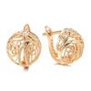 Women's 585 Rose Gold Hollow Carved Hemispherical Earrings: European & American Fashion