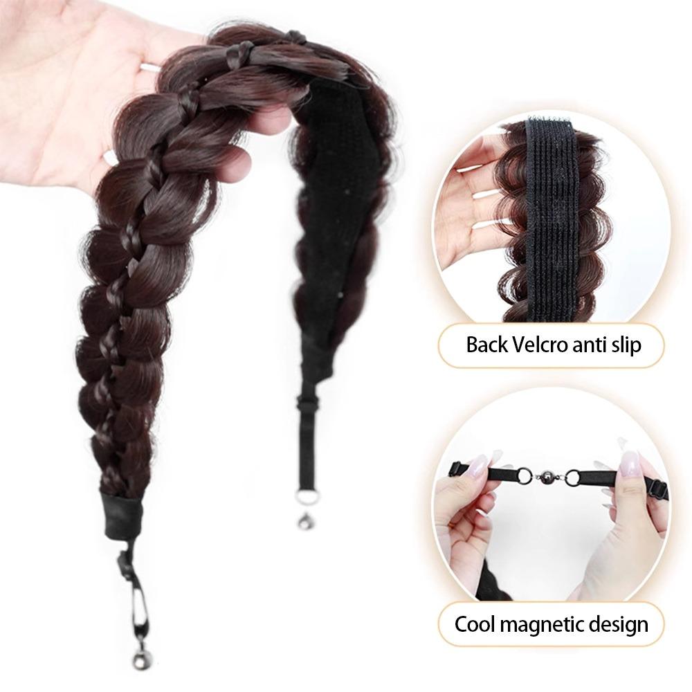 Adjustable Braided Hair Headband Stretchable Synthetic Hair Bun Fishbone Braids Women Girls