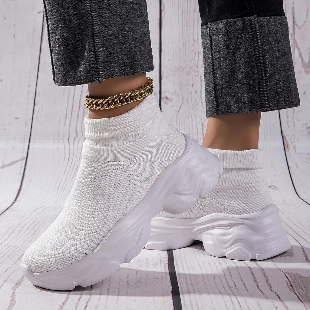 Sneakers Fitness Sports Casual Shoes Running Shoes High-top Slip-on Casual Women's Shoes Are Fashionable and Lightweight Height-increasing Shoes