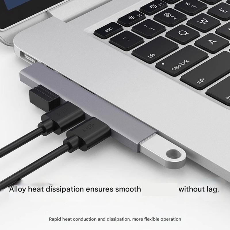 Алюминиевый 4-портовый USB-разветвитель USB C с угловым разъемом 90 градусов, экономичный удлинитель для ноутбука, ПК, консолей