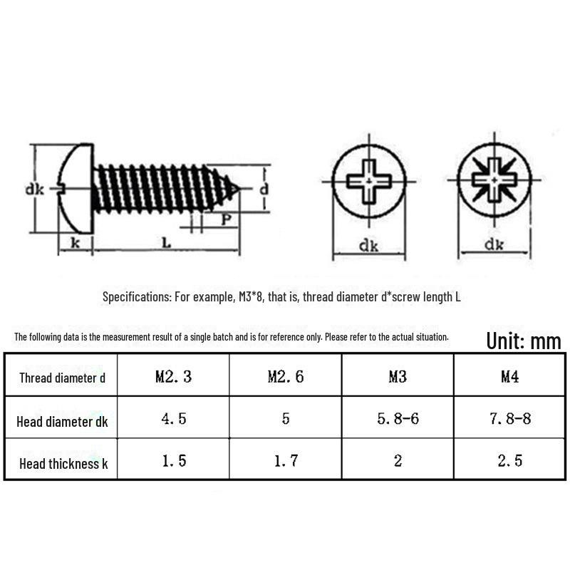 Саморезы по дереву BA Black Cross с круглой головкой, крупный зуб, закаленные M2.9/M3