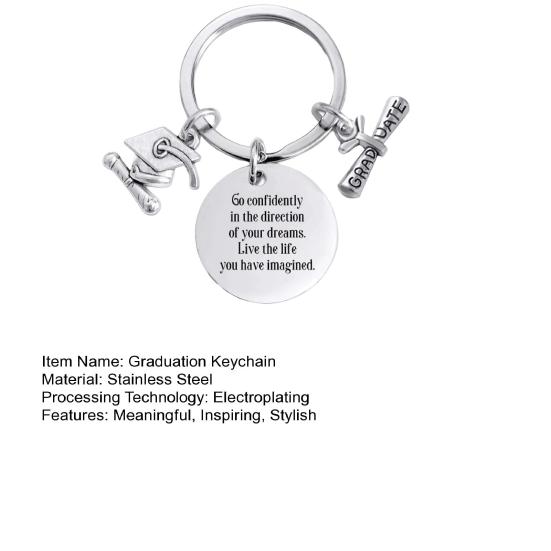 Yousheng Подарки на выпускной для нее и него, брелок из нержавеющей стали для выпускного класса 2025 года, вдохновляющий брелок, подарок для выпускников колледжей и старших классов