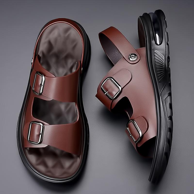 2024 Summer Outdoor Beach Sandals Genuine Leather Men Sandals Slippers Two Wear Non-slip Bottom Casual Business Sandals for Men