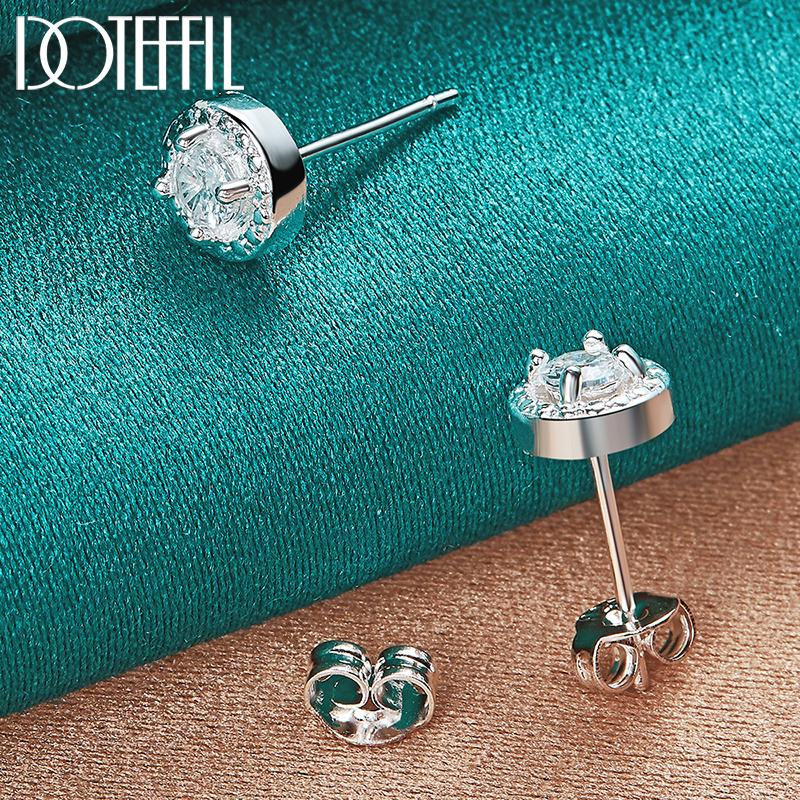 Серьги из стерлингового серебра 925 пробы с круглыми AAA цирконами, модные свадебные ювелирные аксессуары