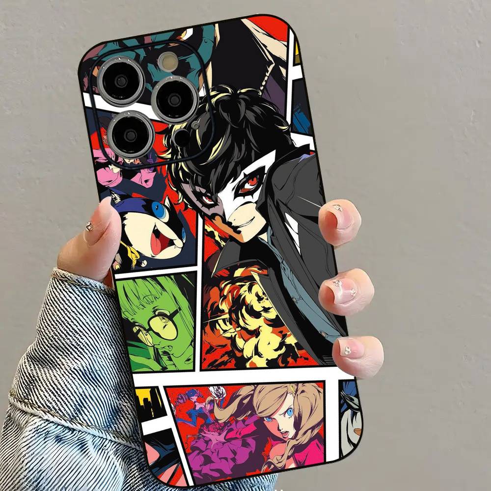 P-Persona 5 КРУТЫЙ Аниме Чехол для Телефона Для iPhone 16 15 14 13 12 11 PRO MAX PLUS Mini ТПУ Мягкий к Коже Чехол