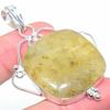 Natural Prehnite Gemstone Handmade 925 Sterling Silver Pendant 2.40" J7a61