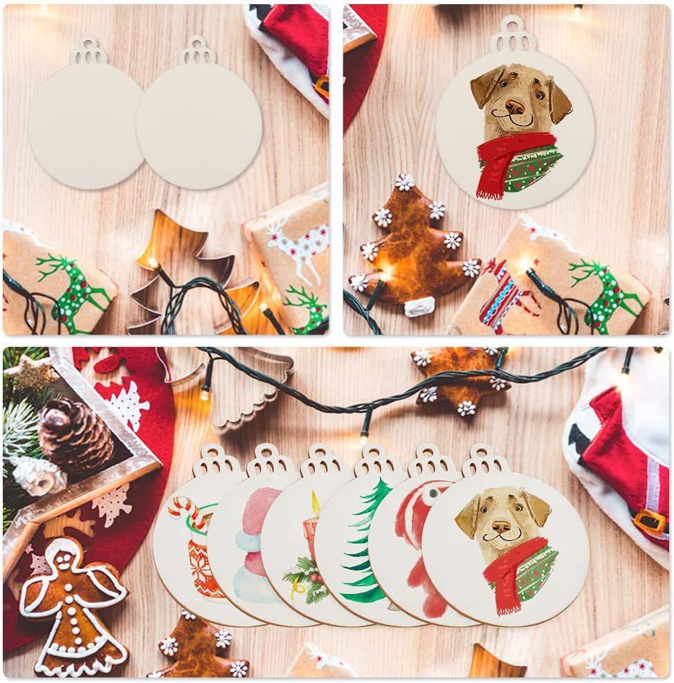 10/20/50 шт. Деревянные рождественские шары для DIY, украшение, поделки, безделушки, бирки, подвесное украшение для дома, Рождество, Новый год, детские подарки