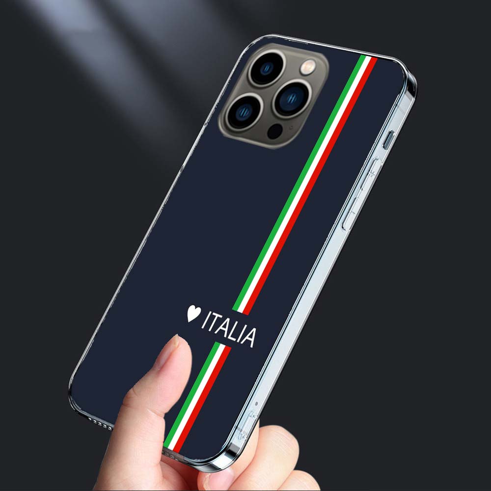Чехол для телефона с флагом Италии для iPhone 16E 15 Pro 14 Plus 17E 16 17 Pro Max Air 11 12 13 Mini Ударопрочный Capa Милый Чехол TPU Прозрачный