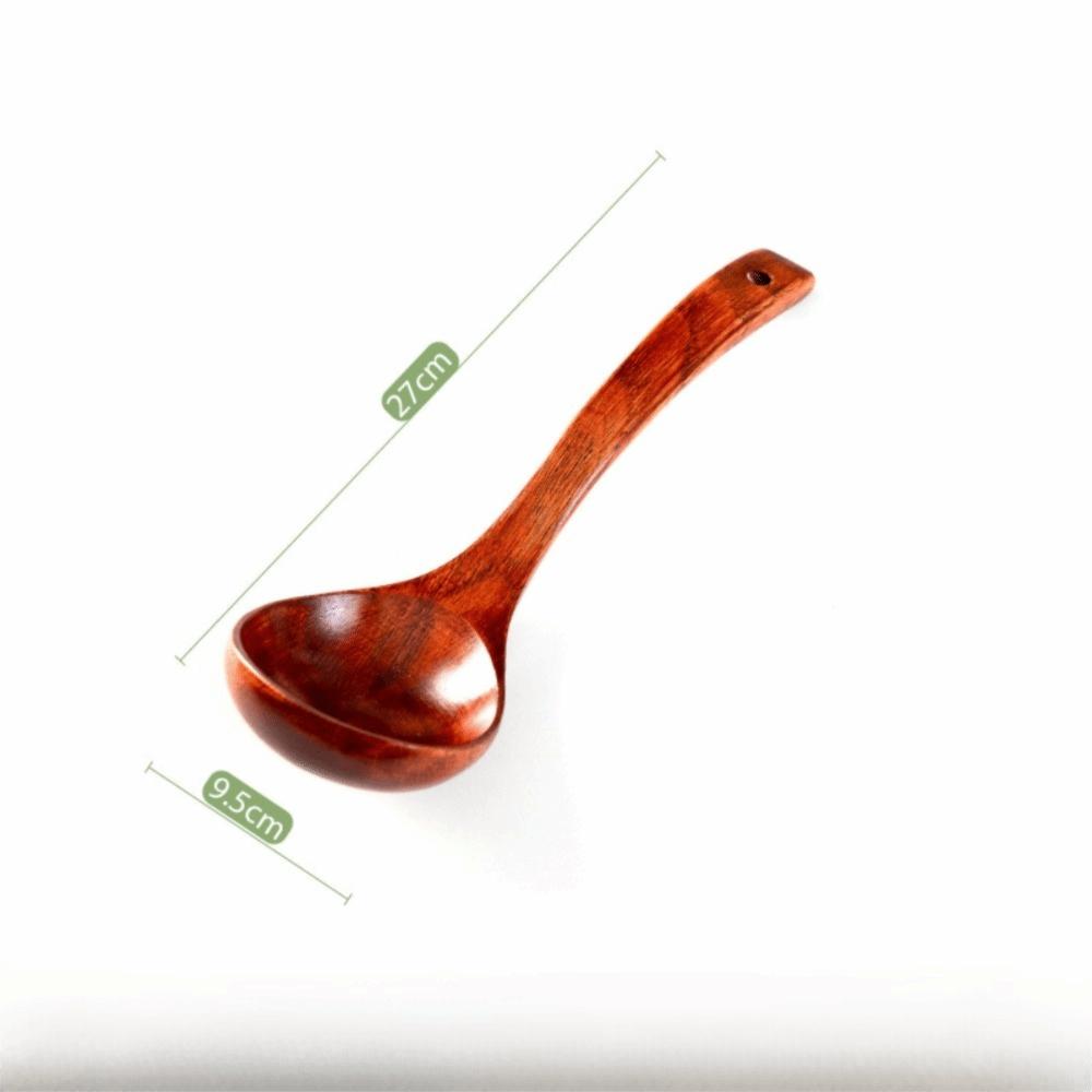 Solid Wood Serving Ladle Anti-scald Handle Porridge Scoop Sturdy Soup Utensil Canteen
