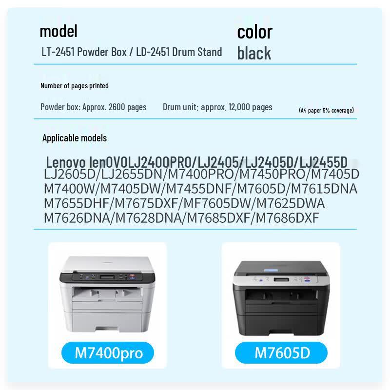 Compatible TN-2325 Black Toner Cartridge for Lenovo Printers