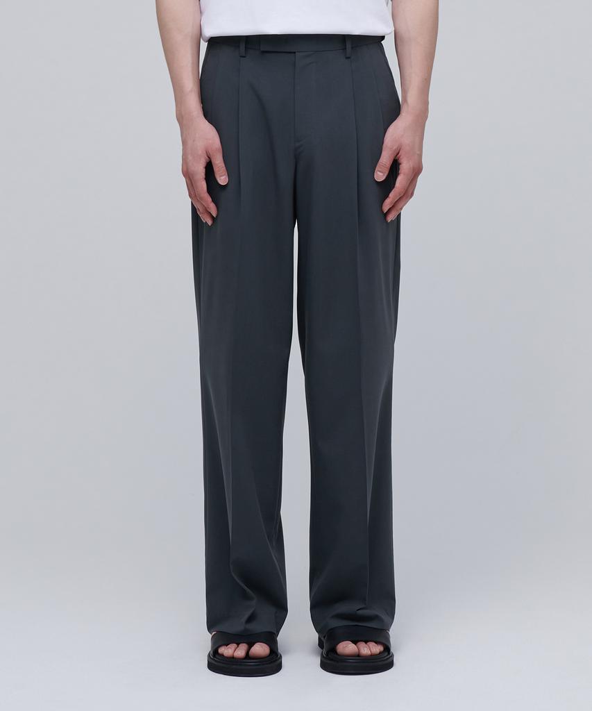 MUSINSA STANDARD [Cooltandard] Real Wide Hidden Banding Slacks [Iron Gray]