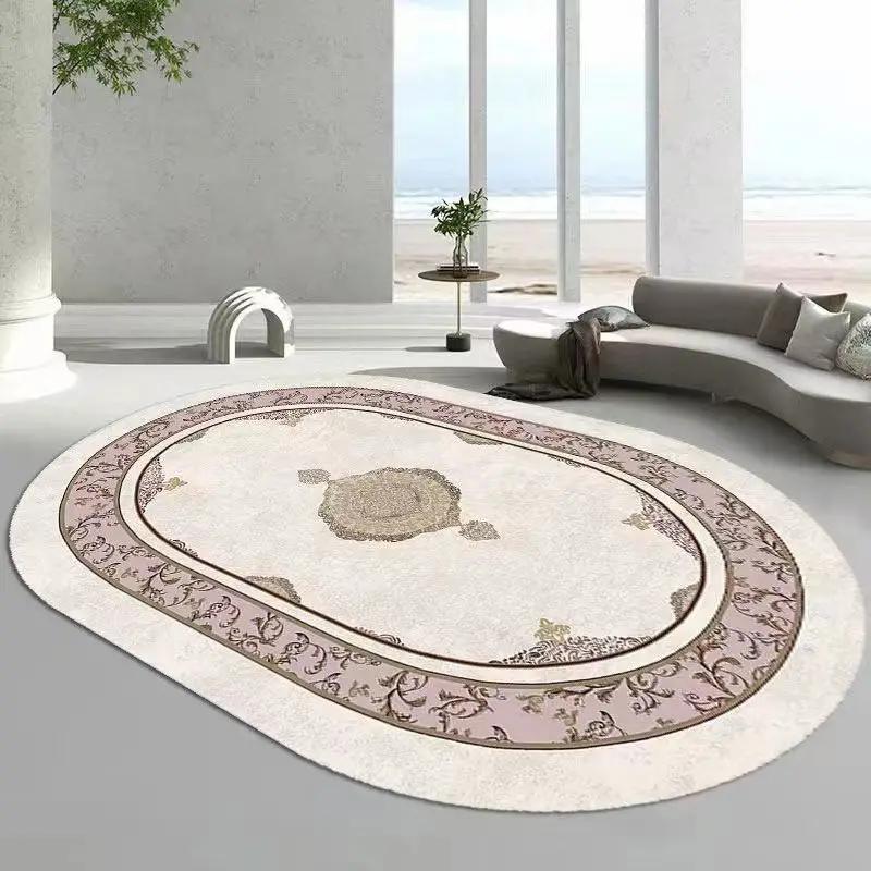 Ретро пушистые большие ковры для гостиной, журнальные столики, мягкий коврик, овальный декоративный ковер для спальни, моющийся утолщенный коврик