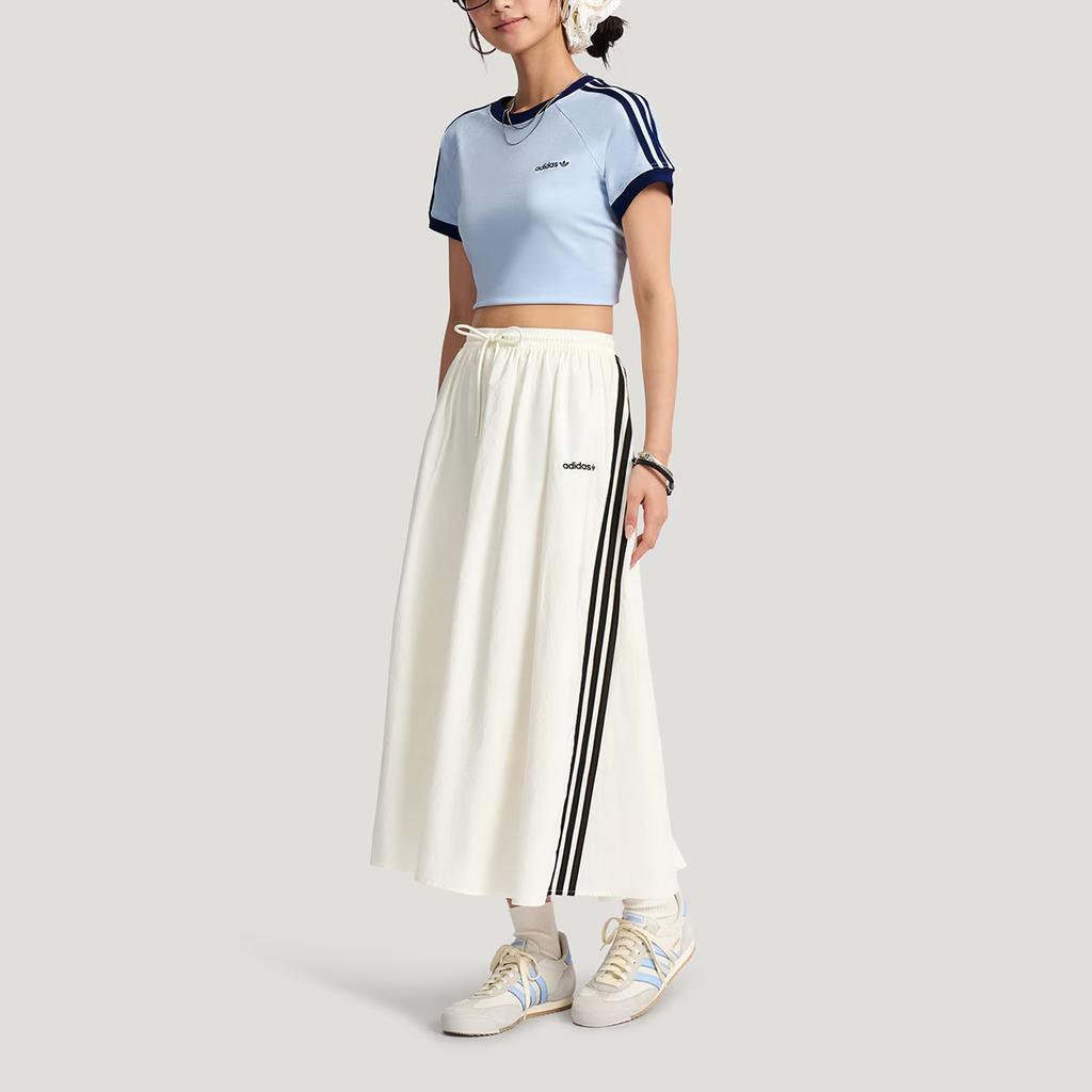 adidas Оригинальные Свободный крой В полоску На шнурке Повседневная Длинная юбка Женские юбки KX7987