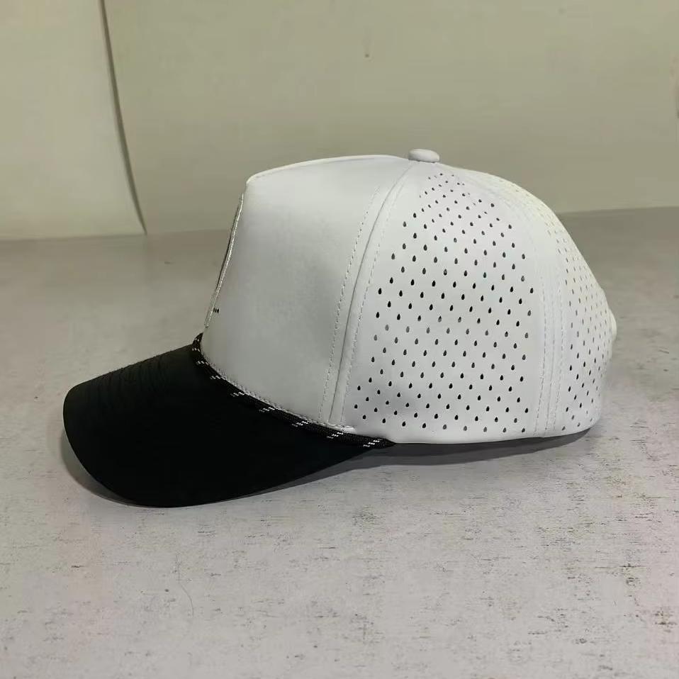 Быстросохнущая веревка Изогнутая Кепка-Snapback для выступлений Туристическая Водонепроницаемая Полулазерная резка Перфорированное отверстие Перфорированная Кепка Пятипанельная Кепка для гольфа