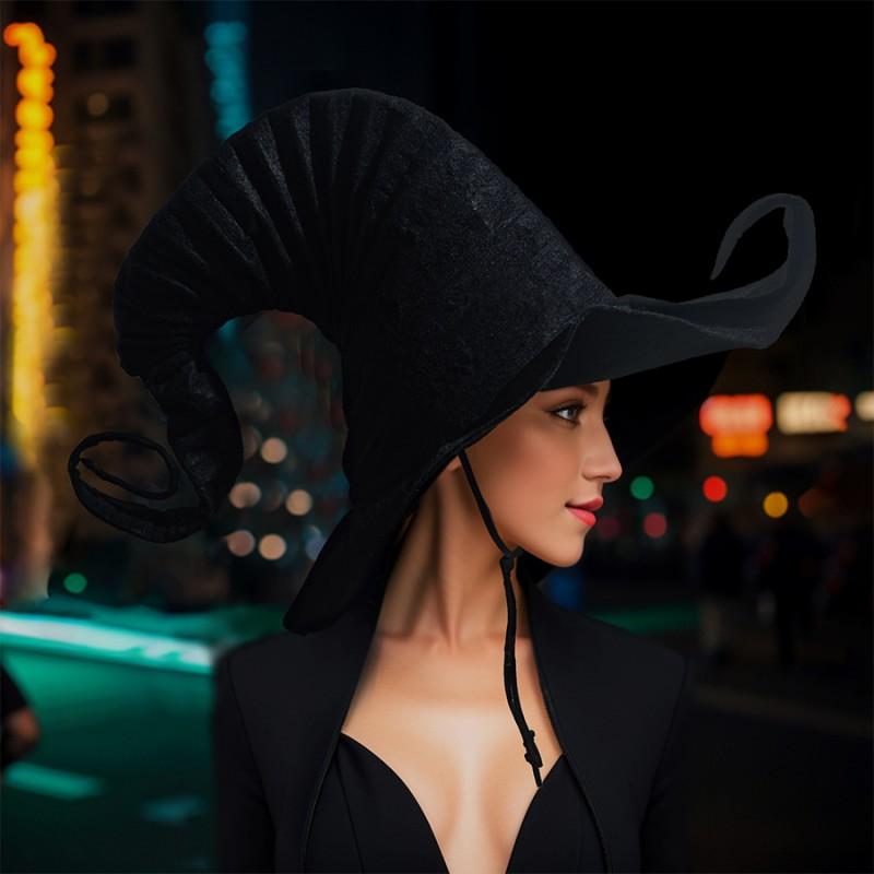 Pleated Witch Hat With Wind Rope Halloween Costume Stage Party