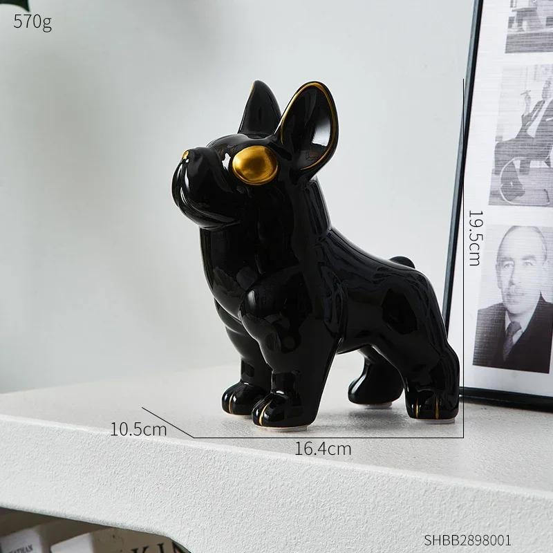 Dainty French Fighting Dog Figurine Decorative Animal Crafts Modern Design Living Room Office TV Cabinet Ornaments Home Decor