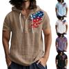 Men'S Casual Short Sleeved Hooded Top Buttoned Open Neck T-Shirt