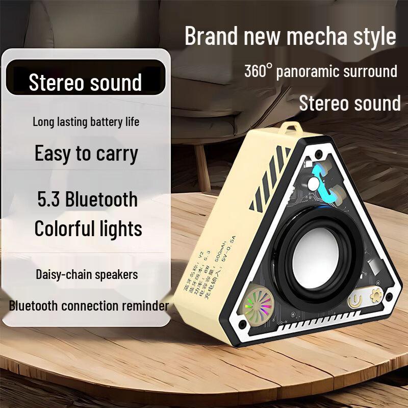 Компактная стальная Bluetooth-колонка V2: Высококачественный звук, Мощный бас, Легкий, Портативный