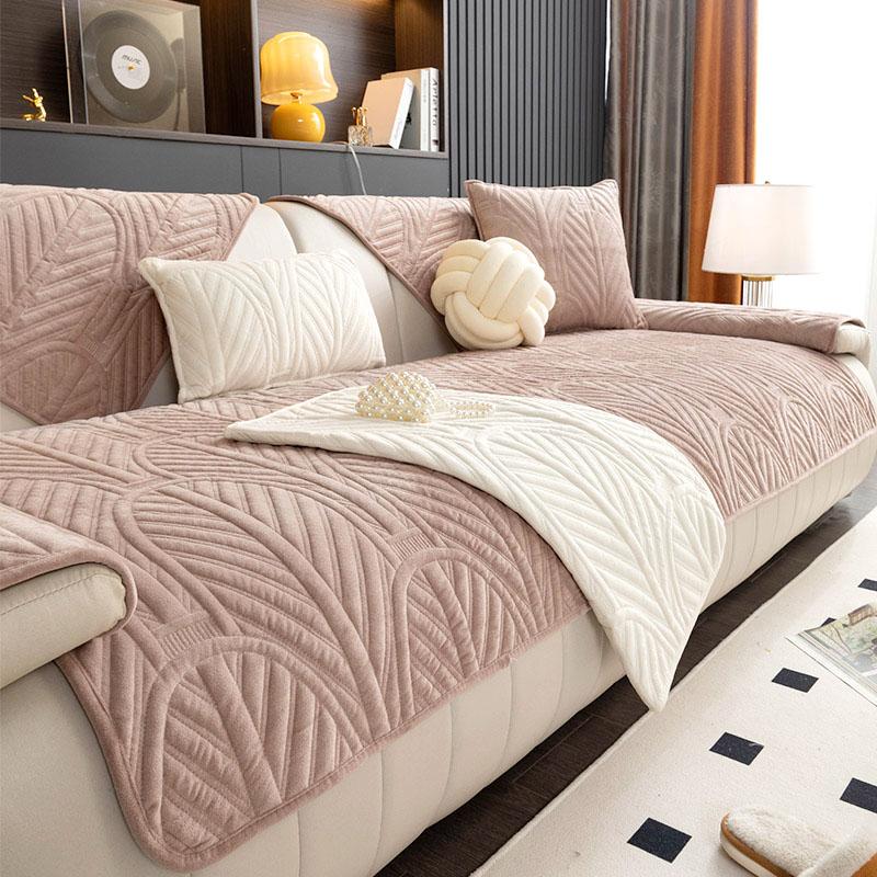 Кремовый ветер, плюшевая подушка для дивана, чехол для дивана в стиле ретро, ​​нескользящая подушка для дивана, осенний и зимний чехол для дивана, простой чехол.