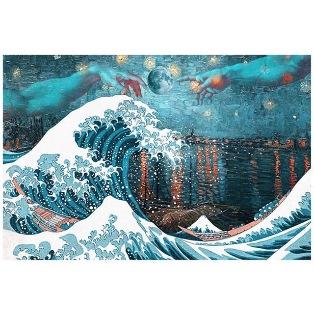 Japan Style Great Wave Kanagawa Surfing Canvas Painting Poster Classical Pictures Prints Katsushika Hokusai Painter Home Decor