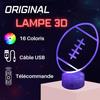 Lampe De Chevet 3D LED - Veilleuse Rugby - Multicolore - Tactile - Télécommande - Décoration Enfant