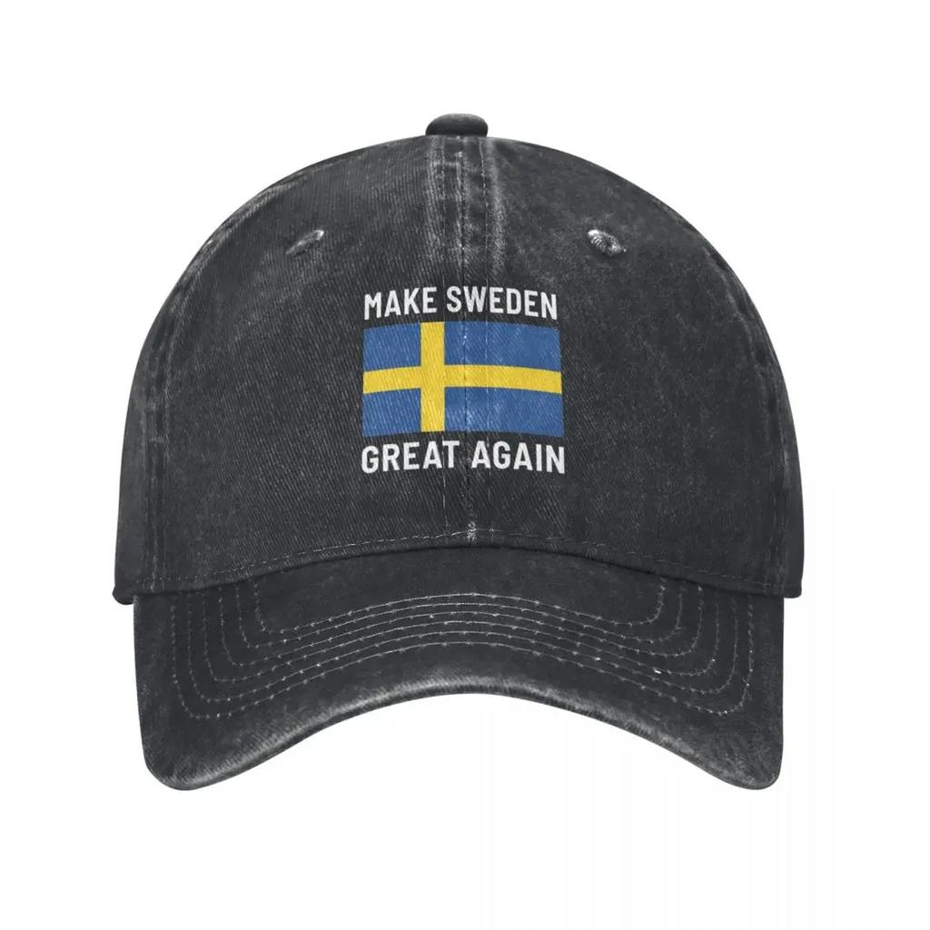 Make Sweden Great Again Sport Retro Denim Washed Baseball Caps Men Cowboy Activities Hats Hiking Peaked Cap