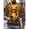 Men's Street Hip Hop T-shirt Summer Fashion Flame Billiards Pattern Casual Street Fashion Short Sleeve