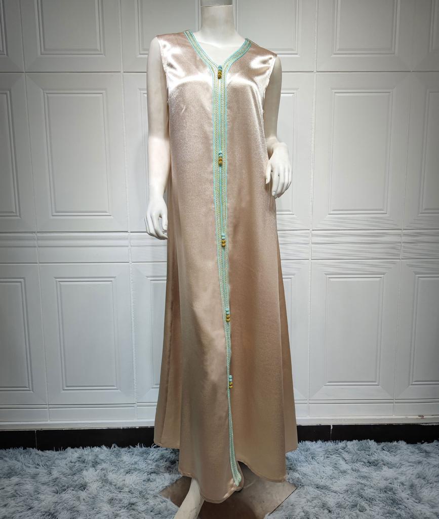 Женский шифон с V-образным вырезом, облегающий комплект из двух предметов, мусульманское платье, халат Dubai, многоцветный