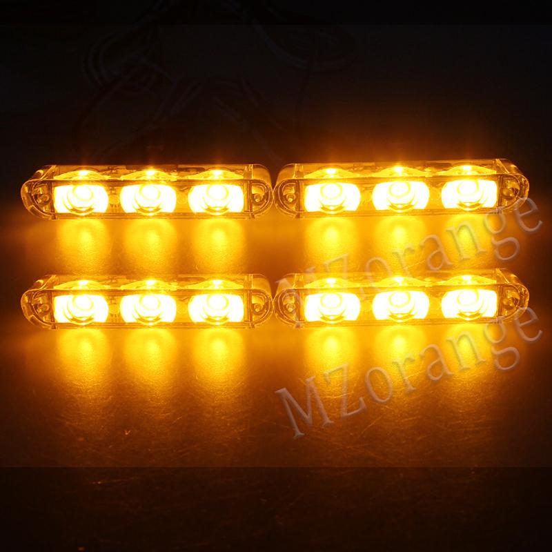 Car Strobe Lights LED Lights 4*3 Cigaretteer Grill Lamp Motorcycles Flasher Fso Stroboscopes Flashlight 12V Car Accessories