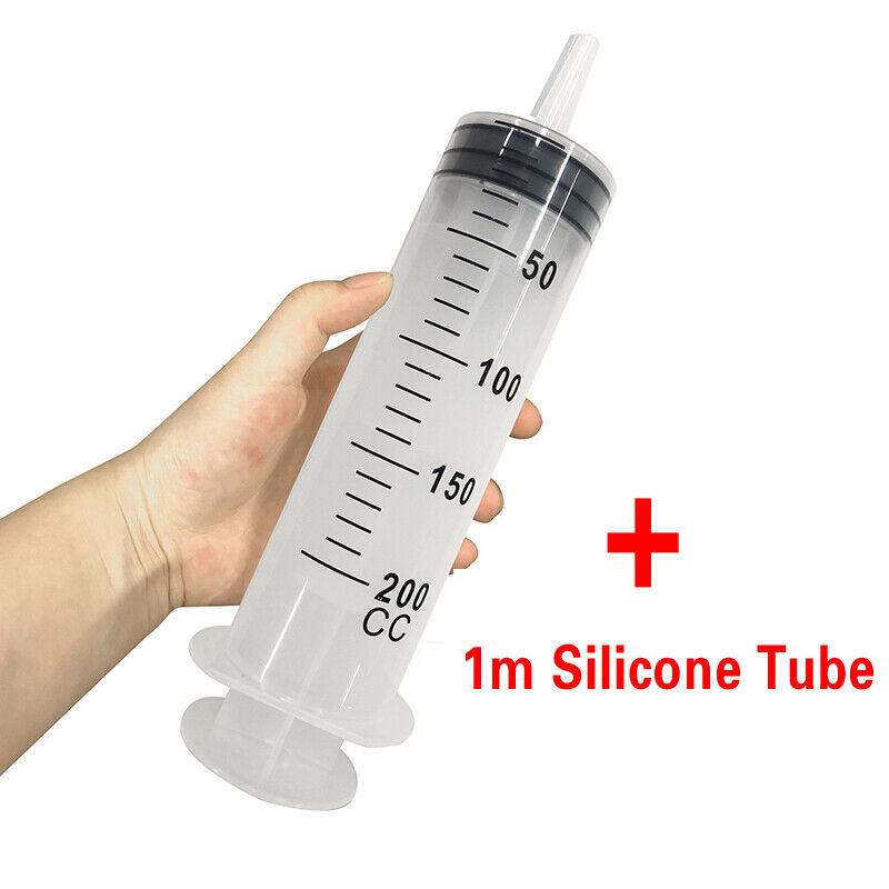 Пластиковый шприц большой емкости 150-500 мл с шлангом длиной 1 м, многоразовый стерильный измерительный шприц для инъекций питательных веществ, гидропоника