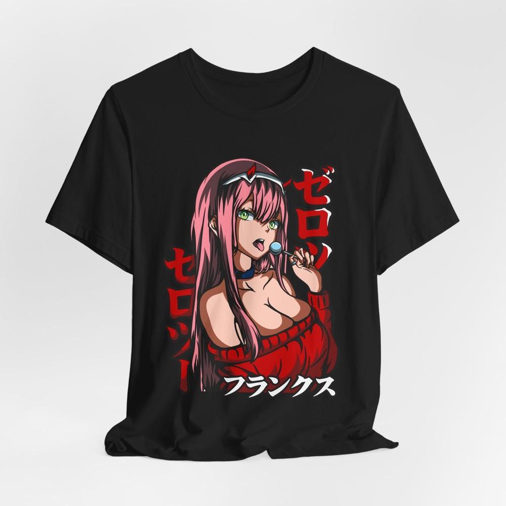 Zero Two Waifu Anime Graphic Tee, Japanese Anime, Unisex Tee Shirt, Short Sleeve