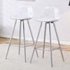 2-Piece Set Transparent Armchairs with Translucent Backrest, Silver Metal Frames, Suitable for Living Room, Dining Room, Counters, Islands and Cafés