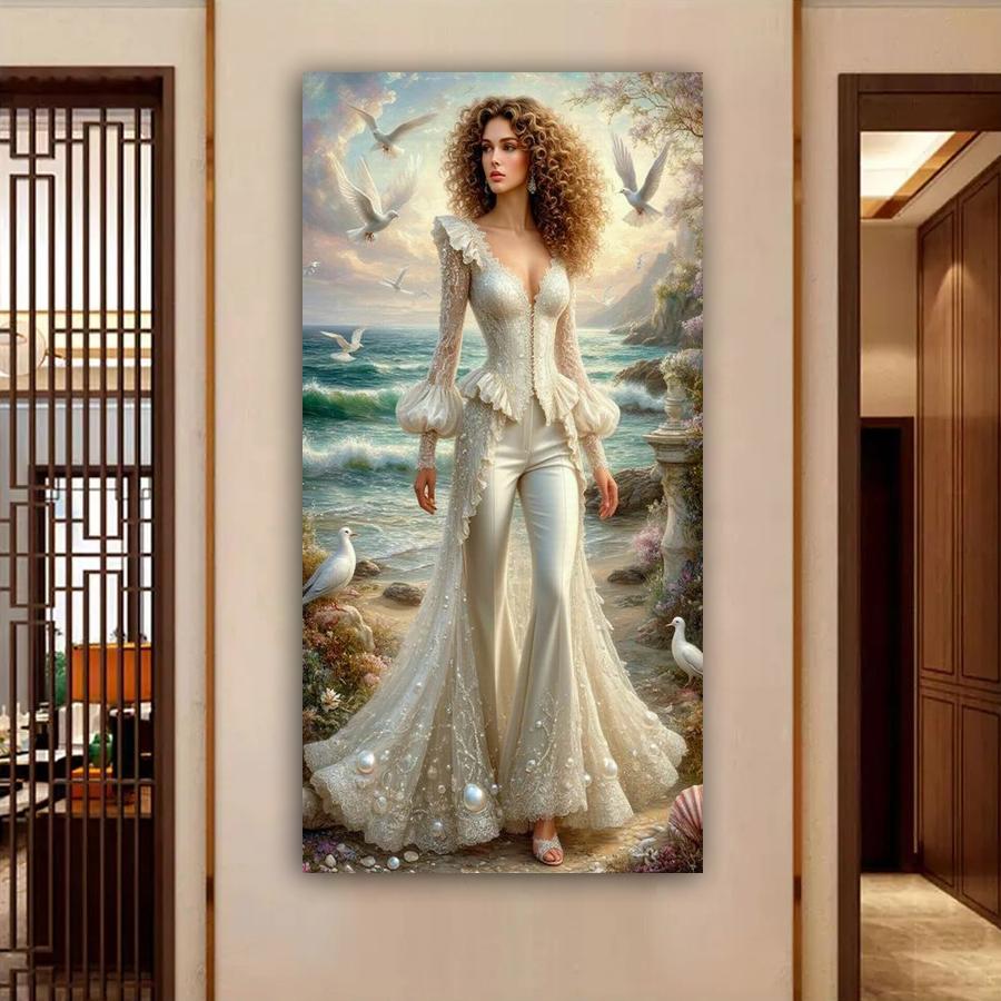 Beautiful Woman and Bird Picture Large Size Diy Diamond Art Painting New Collection Animals Full Drill Mosaic Embroidery Kits