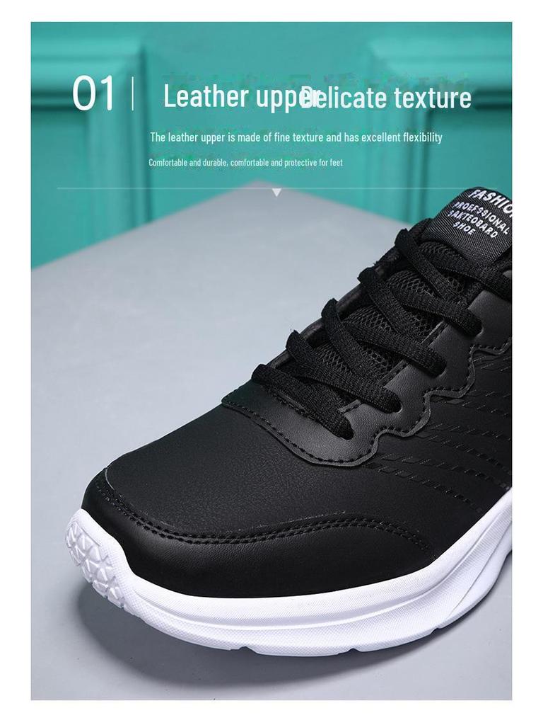 Женские черные повседневные кроссовки для бега: Легкая, мягкая кожа, водонепроницаемая и нескользящая, для осени