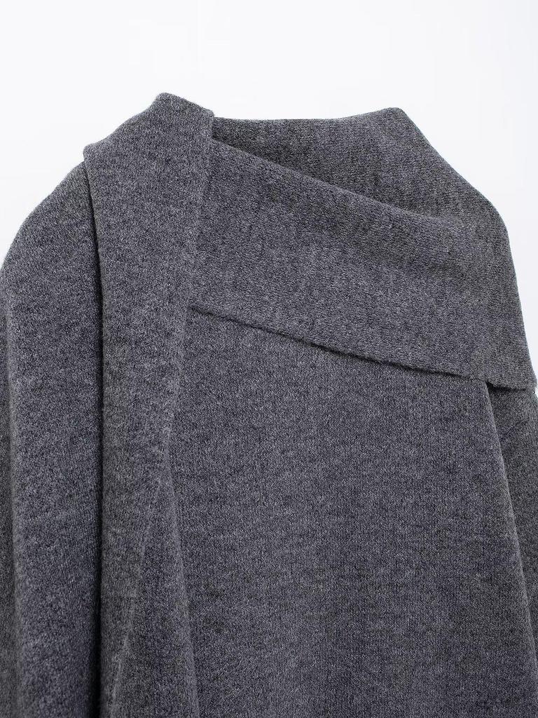 INS Spring Women's Elegant Knit Coat with Scarf