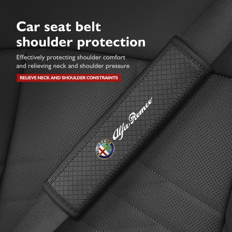 PWBLX1 For Alfa Romeo Car Safety Belt Shoulder Protector Pad Leather Seat Belt Cover Accessories Giulietta GT 159 147 156 Mito Brera