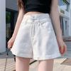 Классическая и минималистская мода универсальные белые женские летние свободные брюки А-силуэта с клапаном тонкие джинсовые шорты индивидуальность трендовость