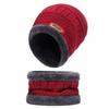 Warm Knit Cap Plus Velvet Coral Fleece Scarf Men Women Winter Hats