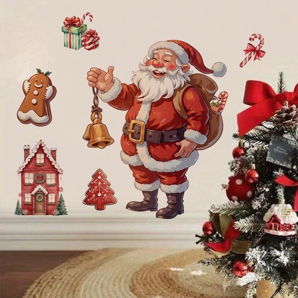 Cartoon Style Christmas Wall Stickers PVC Removable Holiday Decorations Window Decals  Festival