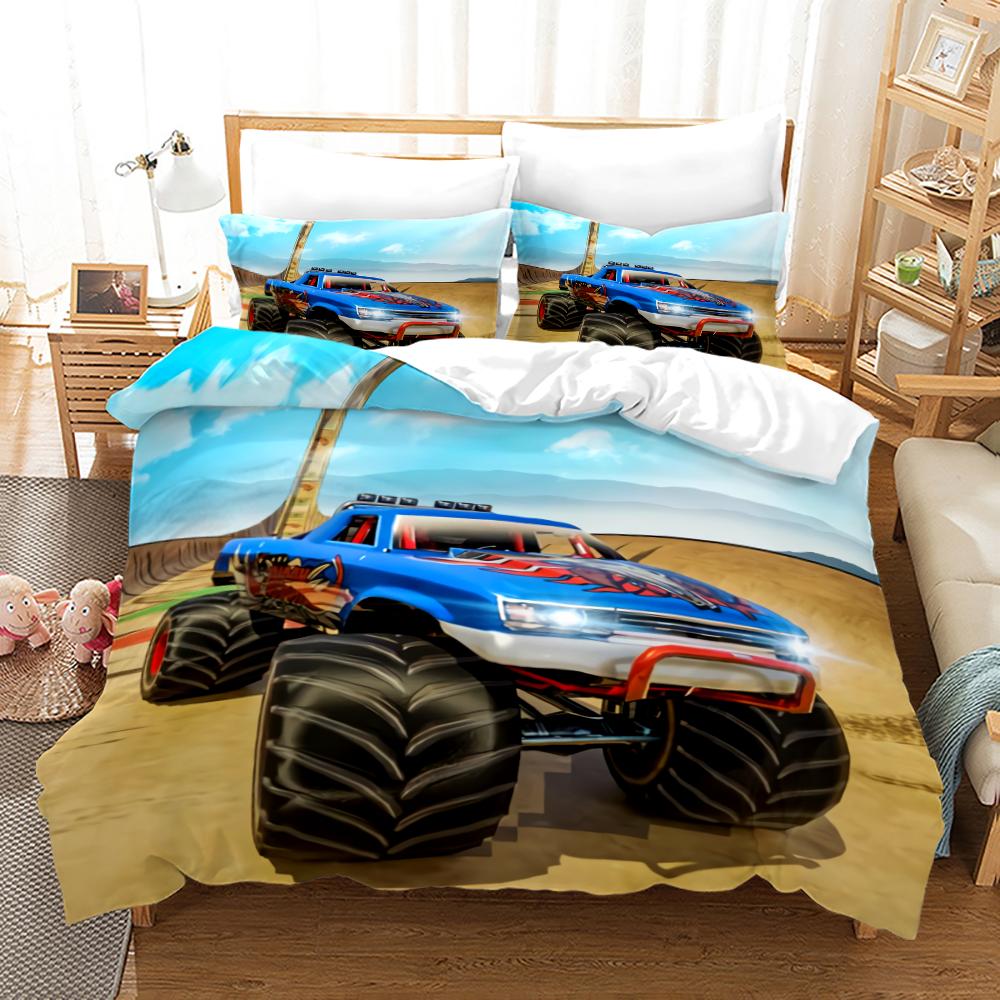 Постельное белье Monster Jam Односпальное Полуторное Двуспальное Евро Размер King Size Комплект постельного белья Monster Jam F1 Спальня Подростка Комплекты с пододеяльником Аниме
