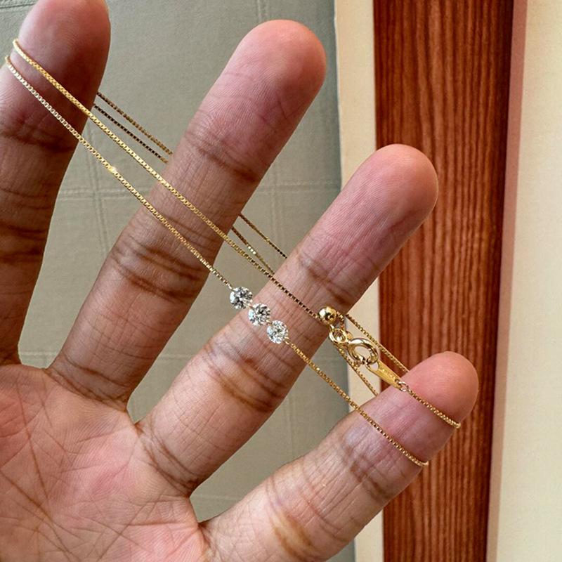 Three Zircon Thin Necklace for Women Simple Clavicle chain Delicate Elegant Jewelry Gifts Wedding Wholesale