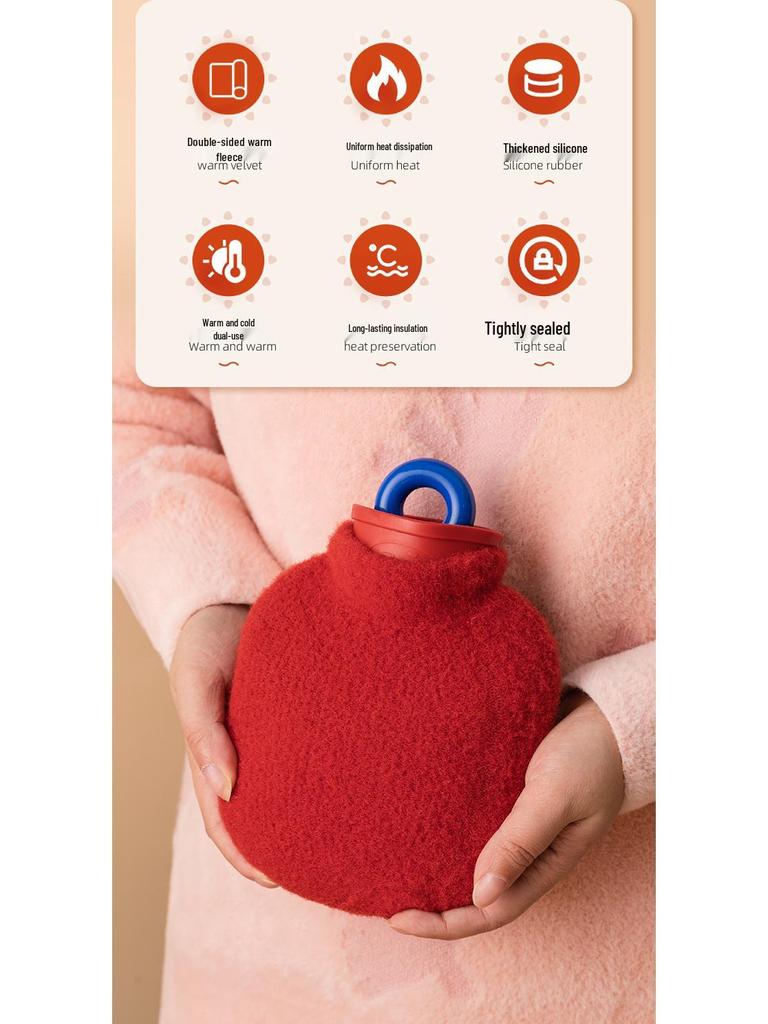 Winter Mini Plush Hot Water Bottle Hand Warmer, Explosion-Proof, Anti-Scald, Small Size for Women