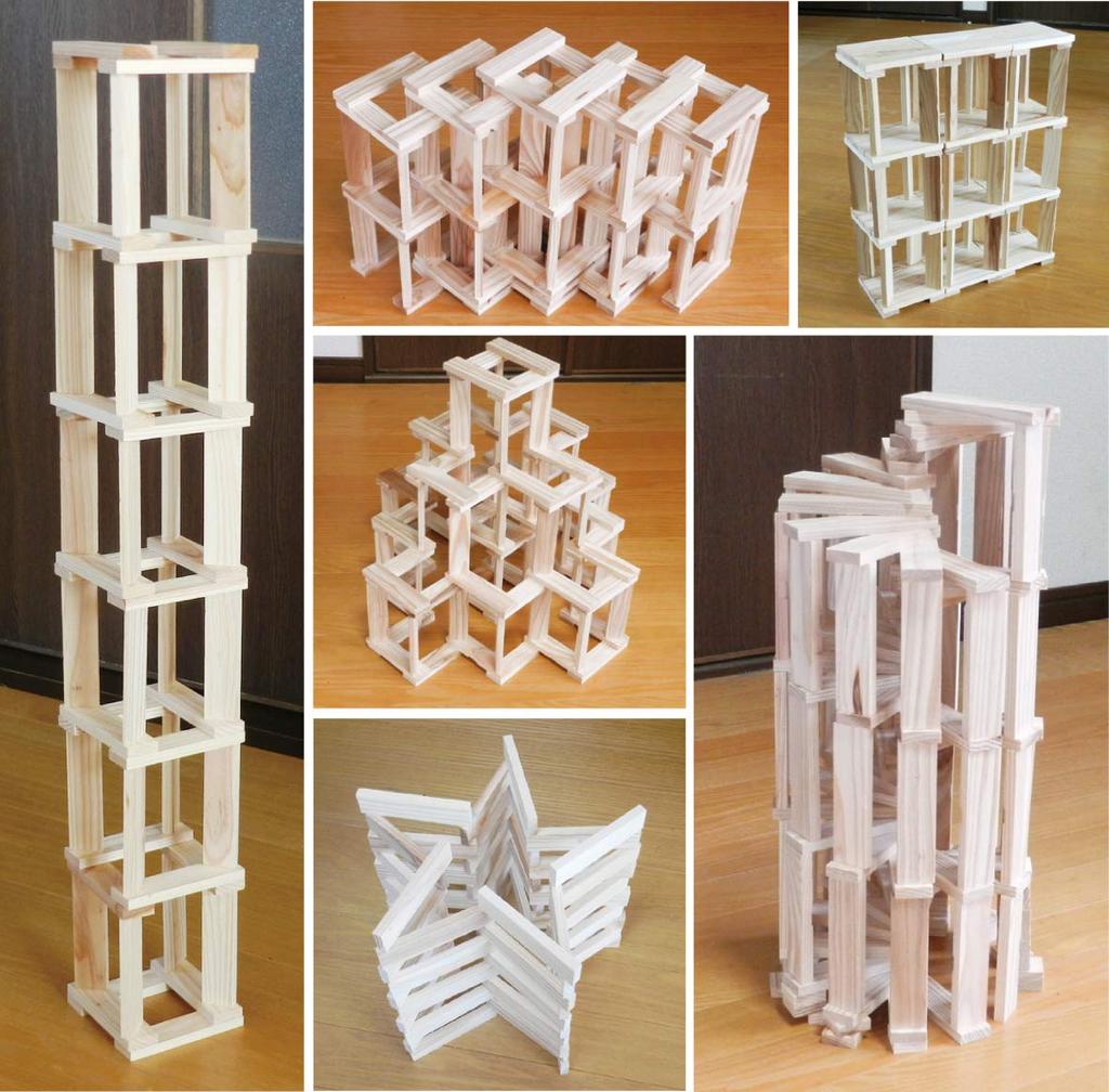 Karakara Tsumiki 108 (9 X 27 X 108 Mm) 240 Pieces Educational Toy Domestically Made Unpainted Wooden Toy Karakara108_240