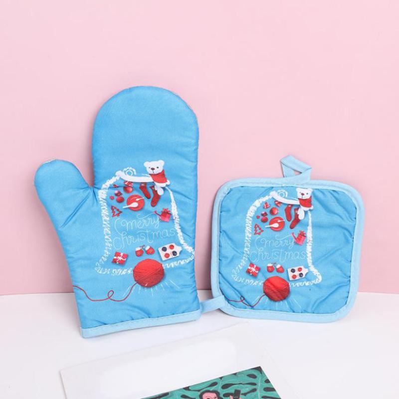 Рождественские прихватки Санта-Клаус Снеговик Колокольчик Узор Изолированные Перчатки Декоративный Подарок Дом Кухня Рождественское Украшение