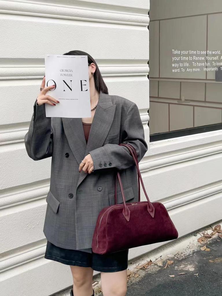 Элегантная замшевая женская сумка Boston Underarm Bag большой вместимости - модная, универсальная, матовая сумка через плечо