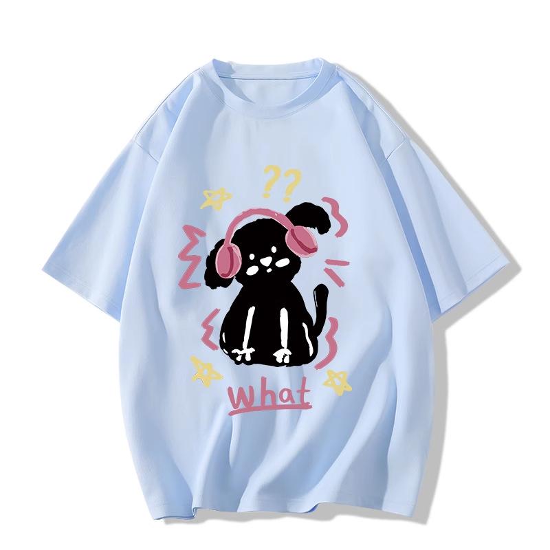 Summer new cartoon cute dog design short-sleeved T-shirt women's age reduction versatile casual loose short-sleeved top